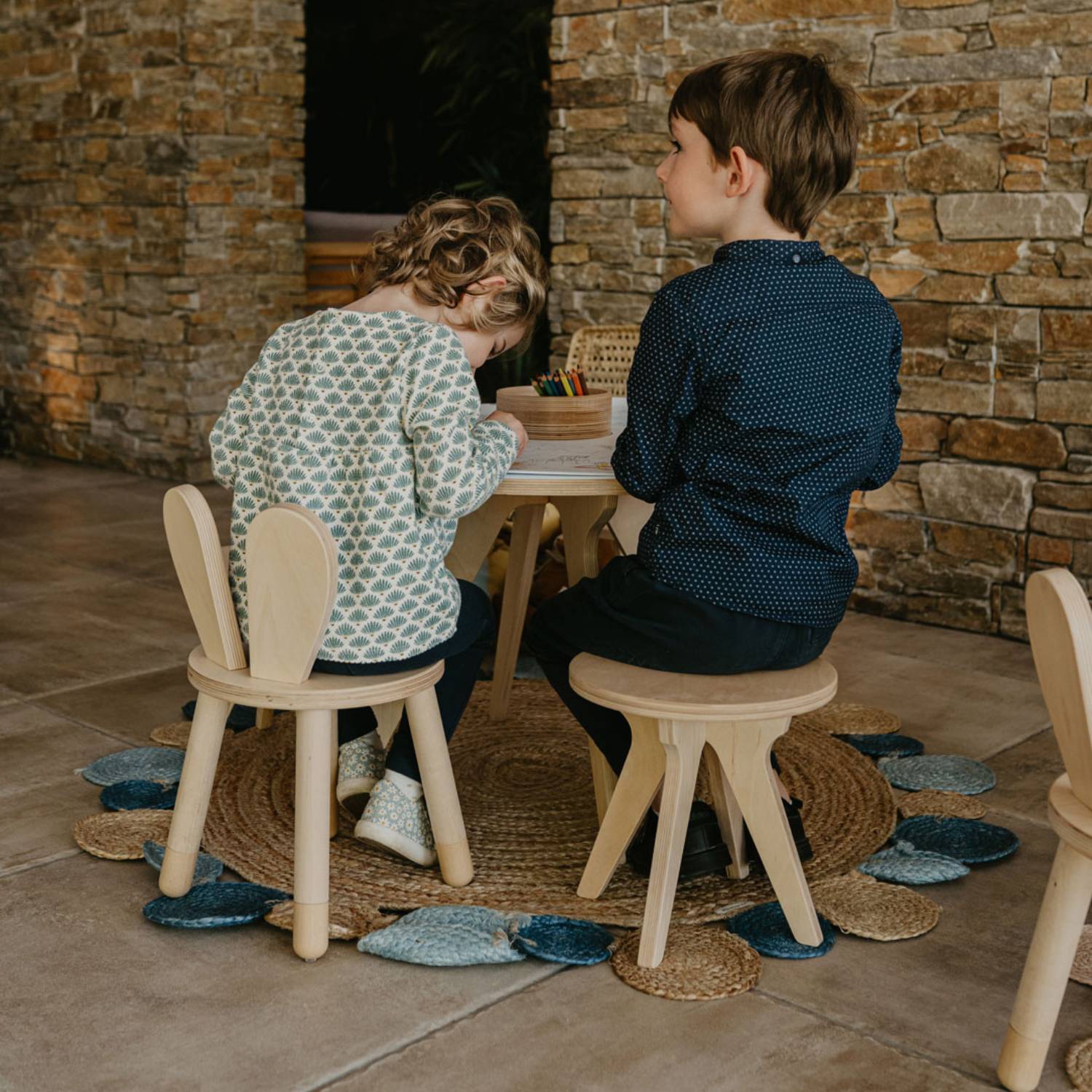 Table et tabourets pour enfants - la Drawin'table + 2 tabourets