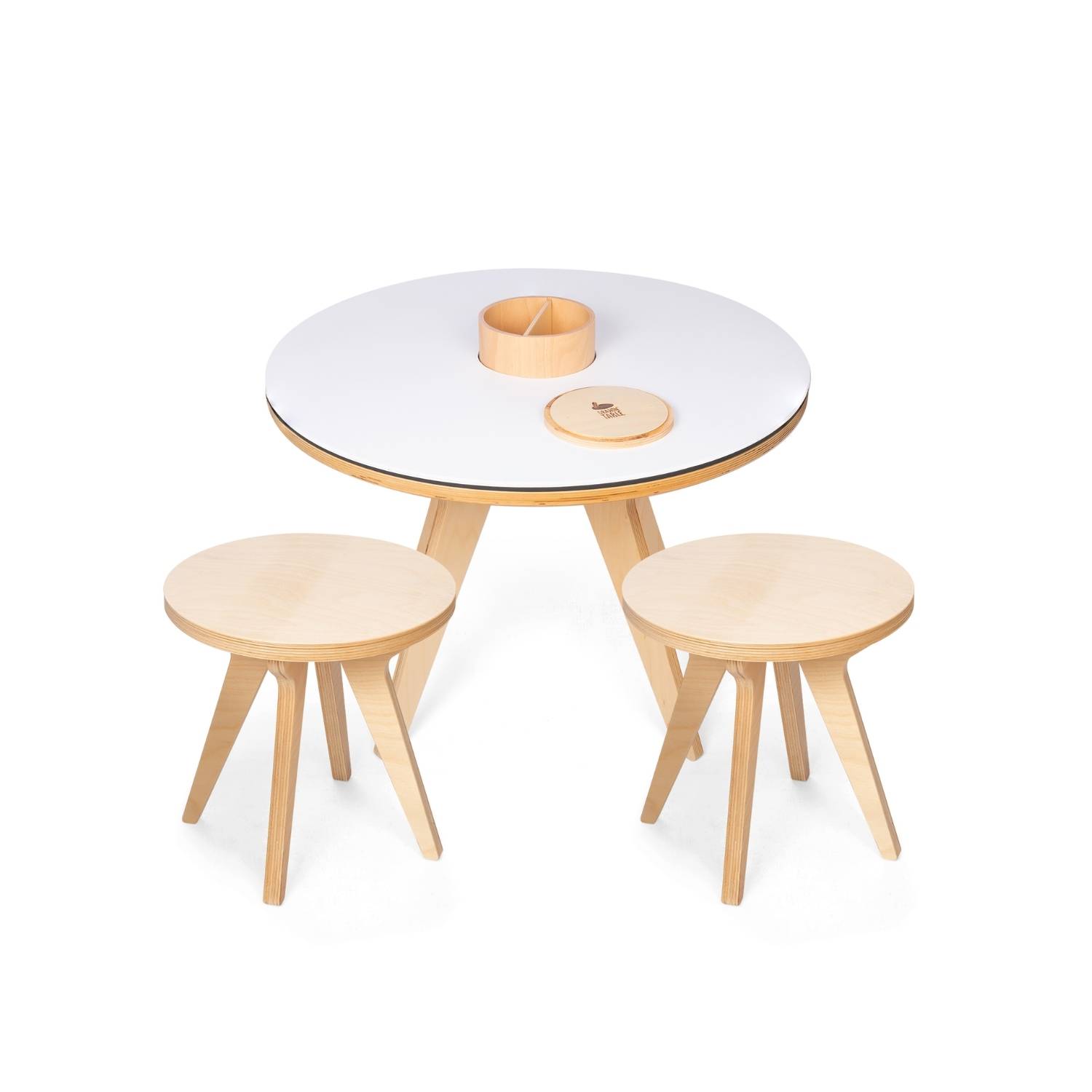 Ensemble Table et 2 Tabourets pour Enfants Bois et Blanc