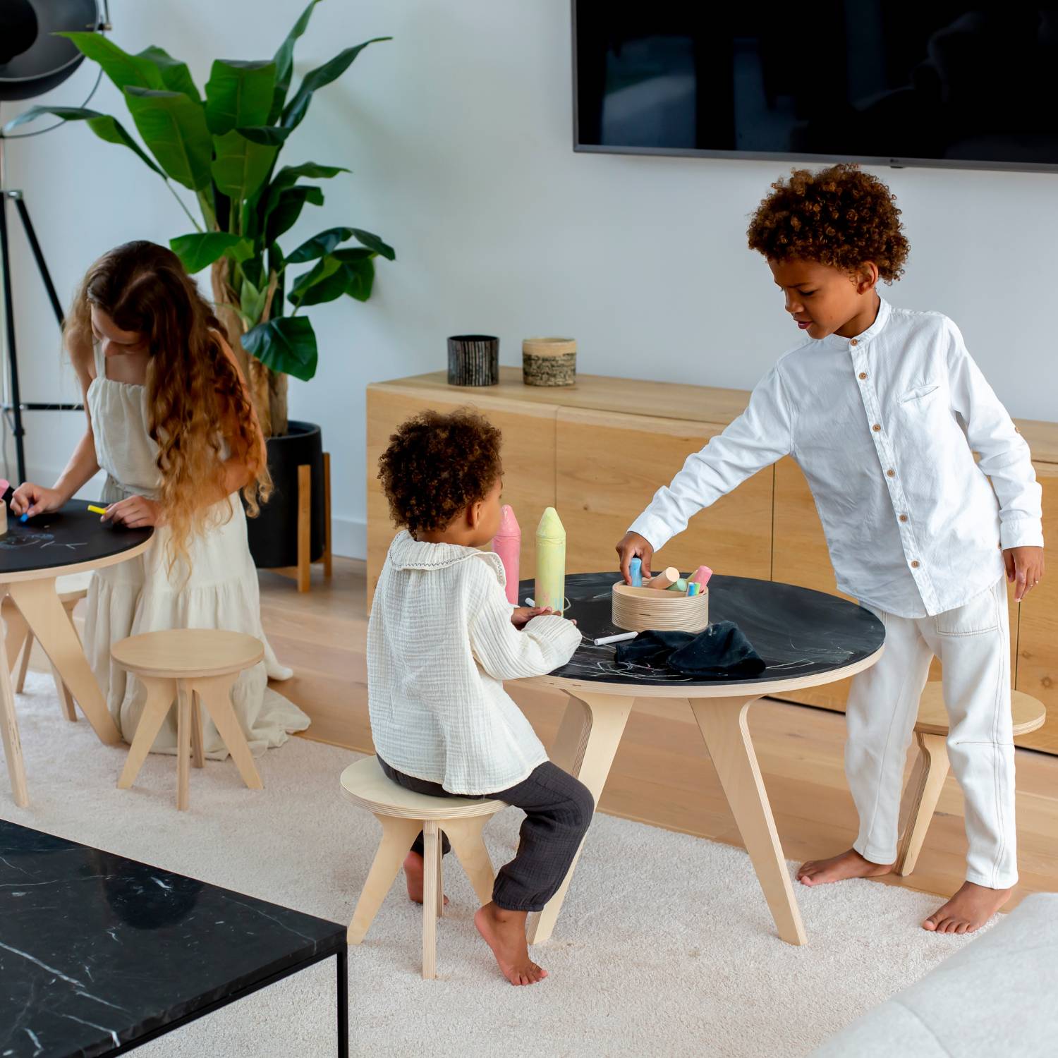 Table et tabourets pour enfants - la Drawin'table + 2 tabourets