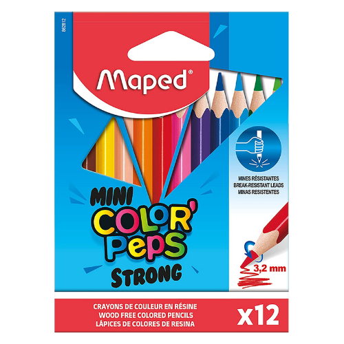 Lot de 12 mini crayons de couleur Color'Peps strong - MAPED - Drawin'Kids