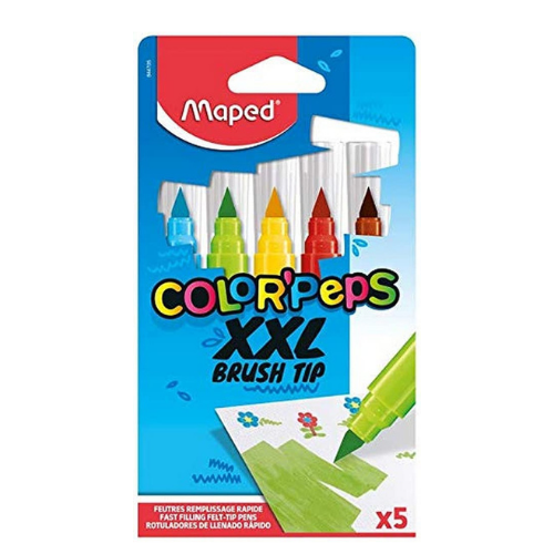 Maped Color'Peps Gros Feutres de Coloriage Mini Power pour Enfant, Pointe  Large et Capuchon avec Motif Tampon, Encre Lavable à l'eau - Etui de 12